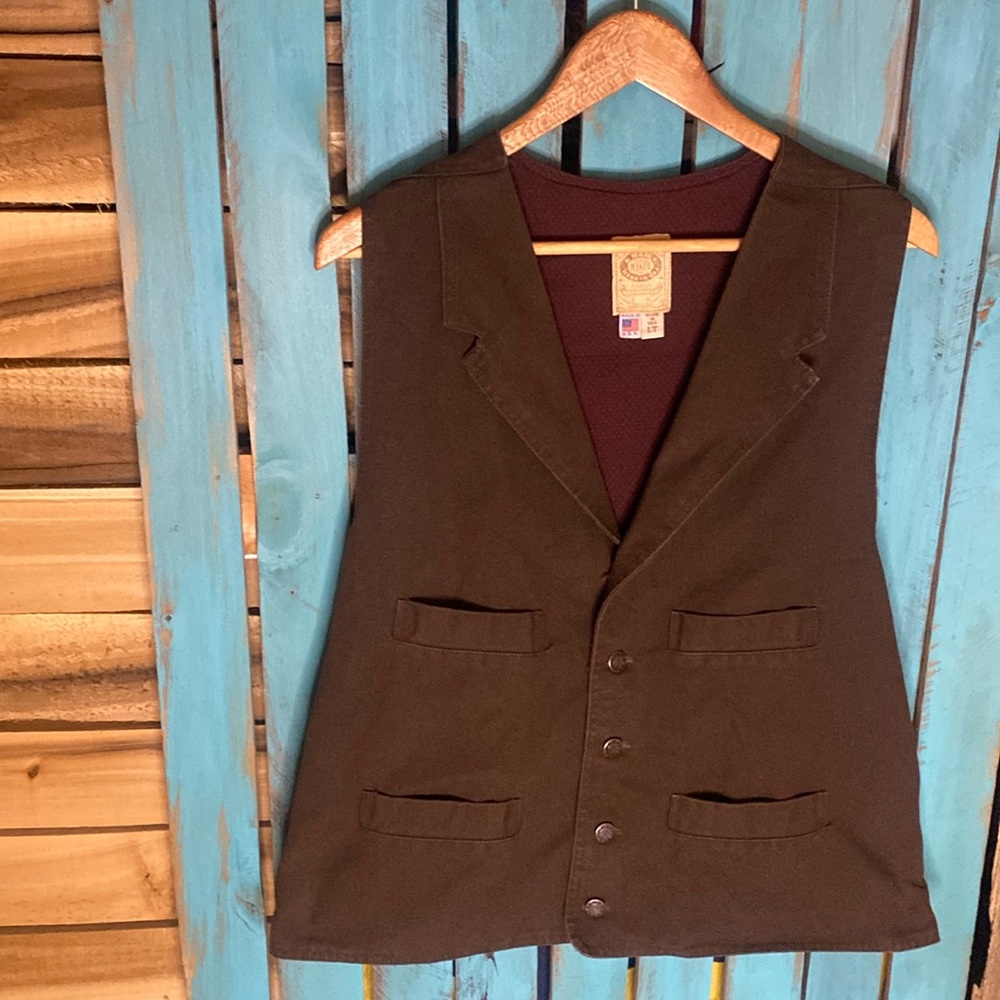 Vintage Wah Maker western frontier canvas vest size LT brown made in USA